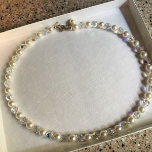 Swarovski Crystal and Pearl Necklace and Earrings